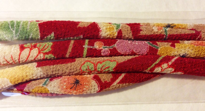 Japanese Inazuma chirimen cord in red orange and yellow 815A