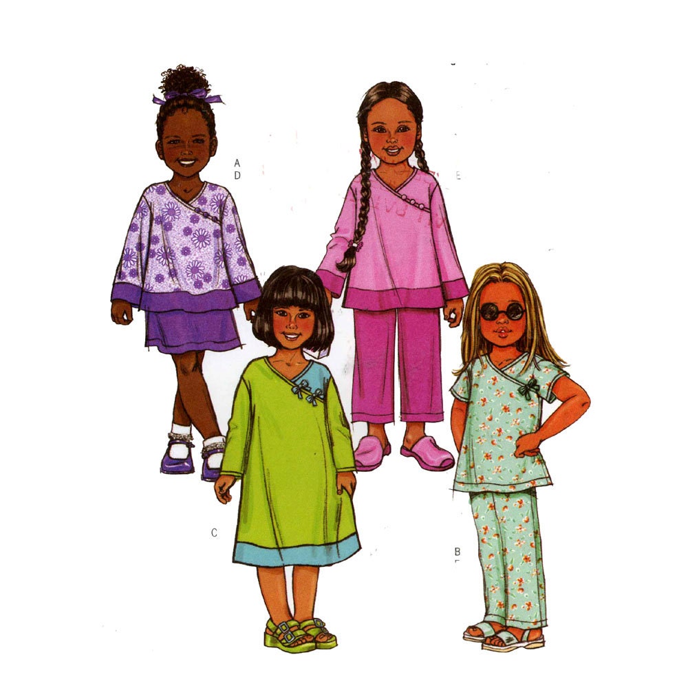 Asian style Cheongsam Girls top dress skirt and pants sewing pattern Butterick B4217 Sz 6 to 8