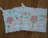 Vintage Peach Rose Chenille Potholders