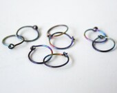 22 Gauge Mini Rainbow Niobium Hoops 3/8 Inch Diameter ONE Pair