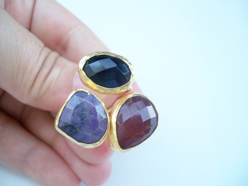 Agate and Jade Triple RING