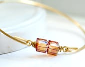Bangle Bracelet, Swarovski Bracelet, Stacking Bracelet, Brass Bangle, Modern Minimalist Jewelry, Topaz, November Birthstone Color