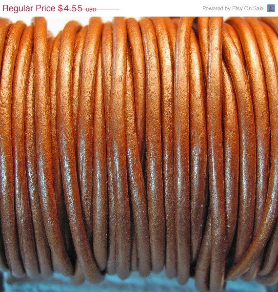 On Sale 3.5 yards 1.5mm Leather Cord USA cord, Metallic Indian sun copper