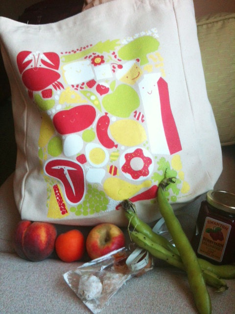 happy groceries reusable tote