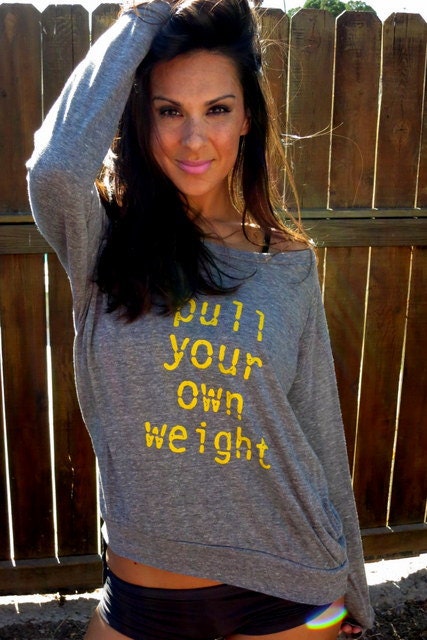 Pull Your Own Weight. Eco-Heather Crop Raglan. Sizes S-XL.
