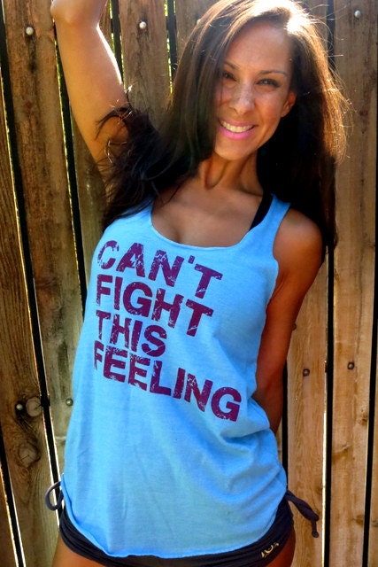 Can't Fight This Feeling.  Flowy Eco-Heather Racerback Tank Size XL