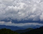 Storm Clouds Photography- Blue Ridge Mountain photos, blue. black. white.  NC  landscape wall art -8x12 Fine Art Photograph Metallic Paper