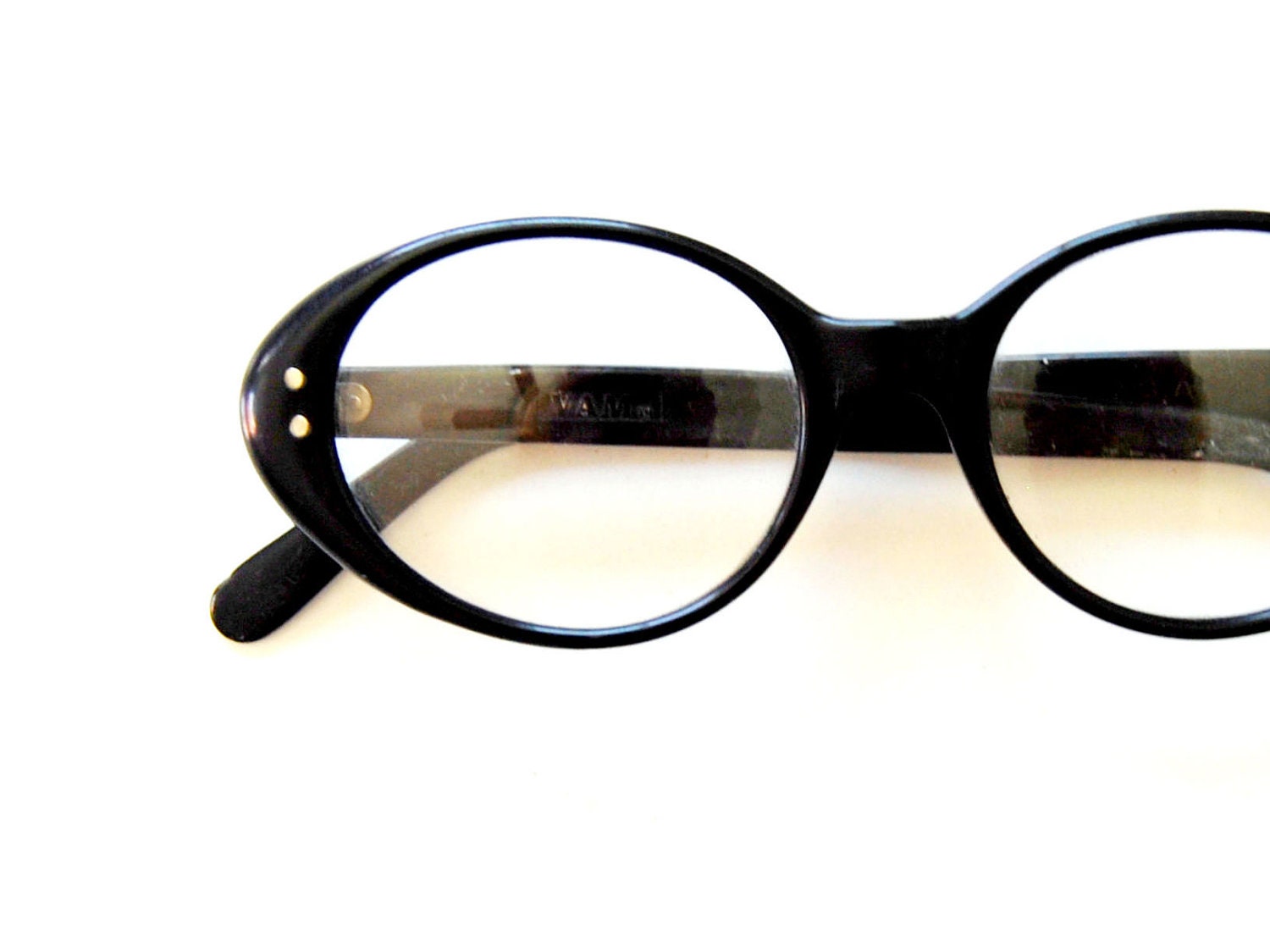 vintage CAT eye glasses / 1950s black VAM frame eye glasses