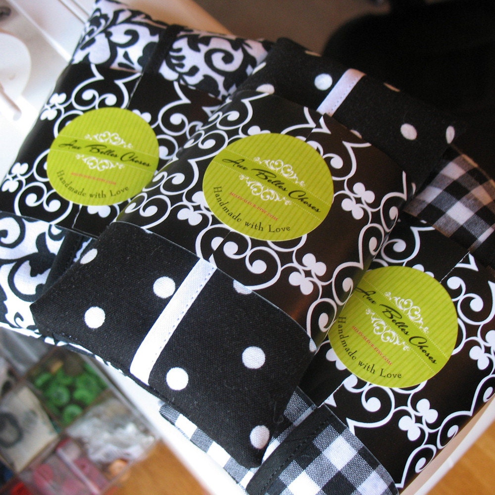 Set of 3 Black and White Tissue Holders
