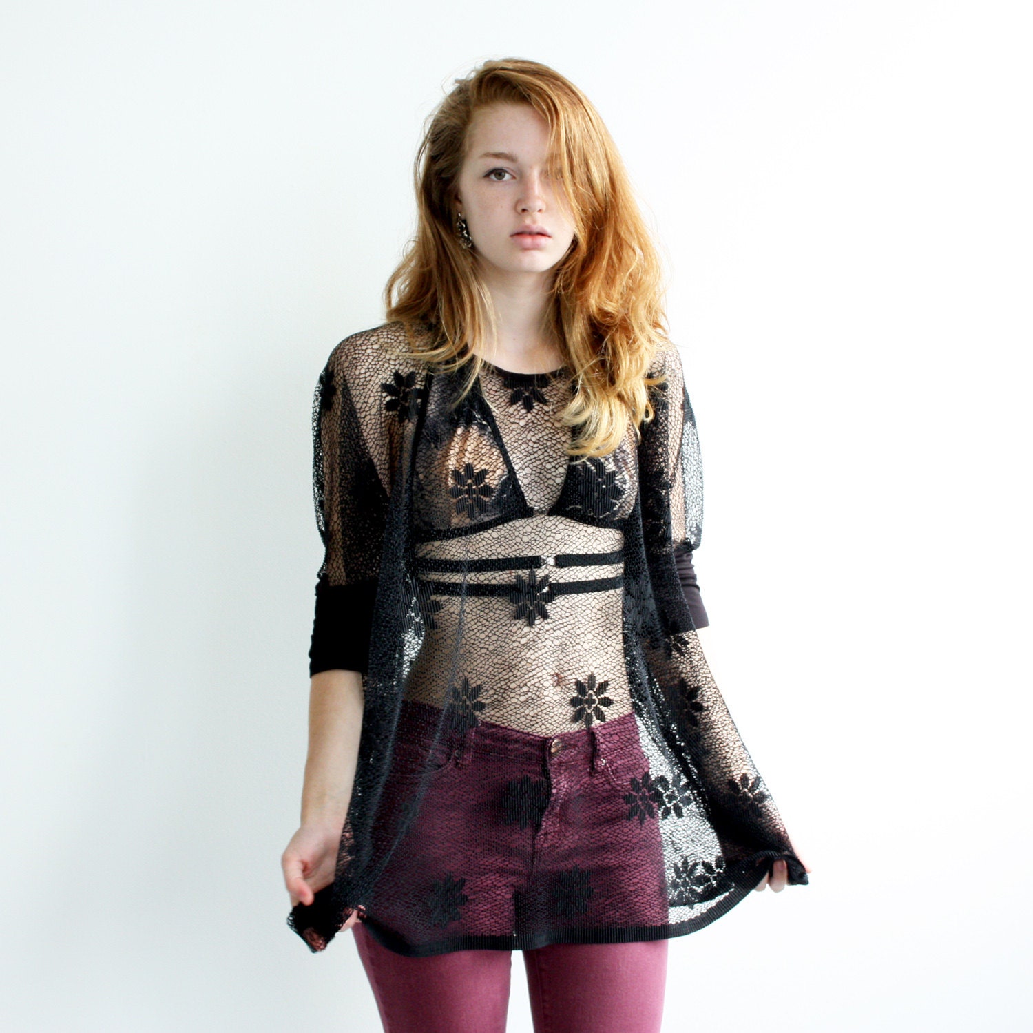 Box T - Sheer Mesh with Daisies - One Size