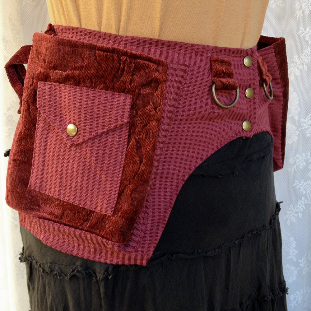 Utility belt - petite pocket belt - Burning Man tool belt - brick red - size XXS