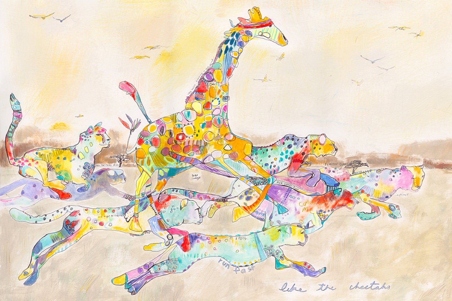 Gerry Racing the Cheetahs Jennifer Mercede Paper Print
