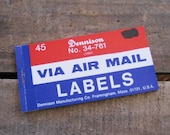 Vintage Gummed Labels Book - Via Air Mail - 45 Labels Total