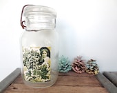 Vintage Mason Jar // Farmhouse Kitchen Jar // Garden Decor //  Air Plant Holder // Glass Vase // Vintage  Seed Advertisement