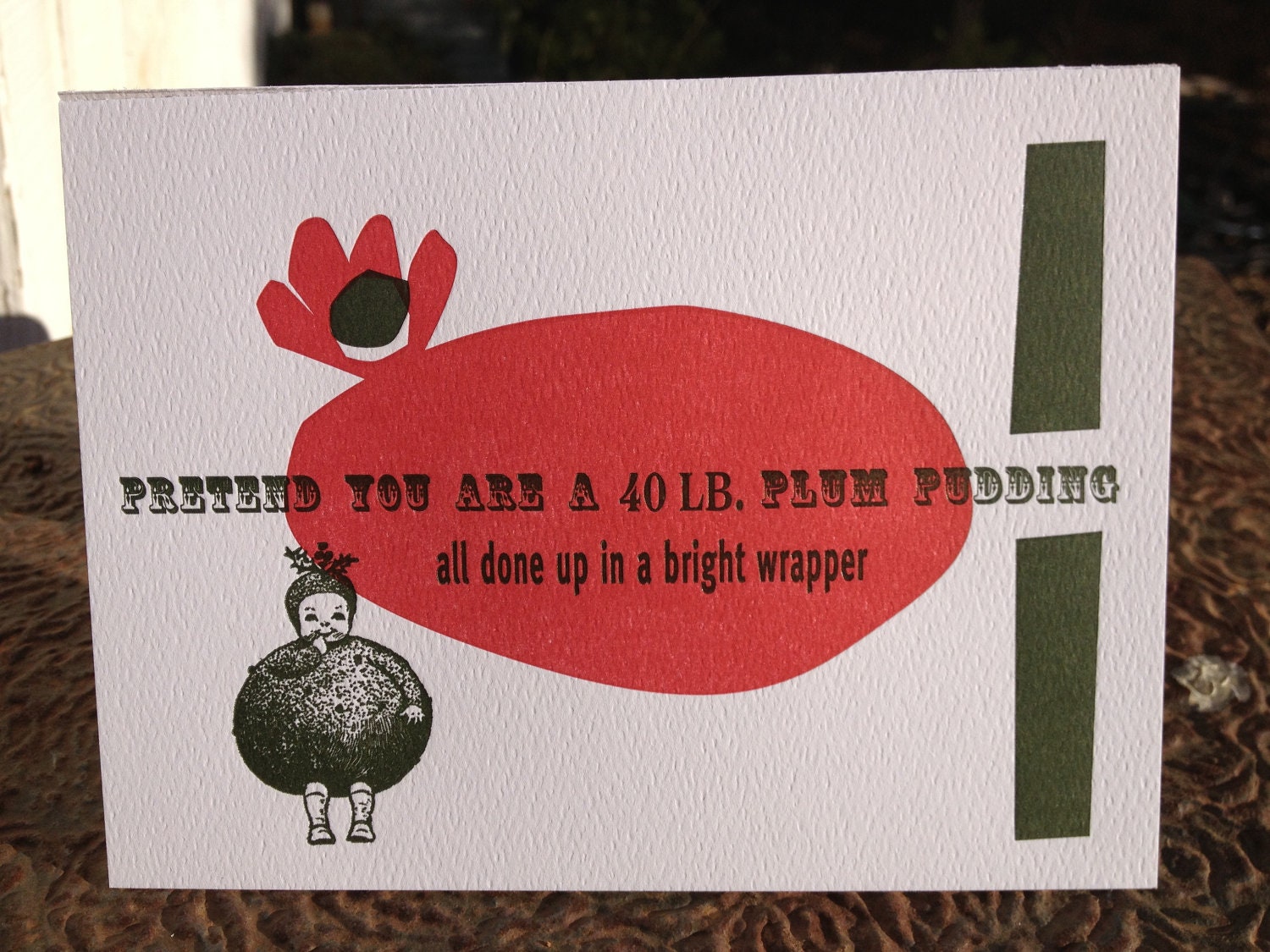 Letterpress Xmas Card - 40 pound Plum Pudding