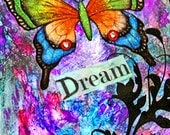 Art Photography Dream Butterfly ACEO art card metallic photography Free Shipping