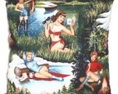 Pinup Rockabilly Camping Pillow Handmade  Alexander Henry Fabric
