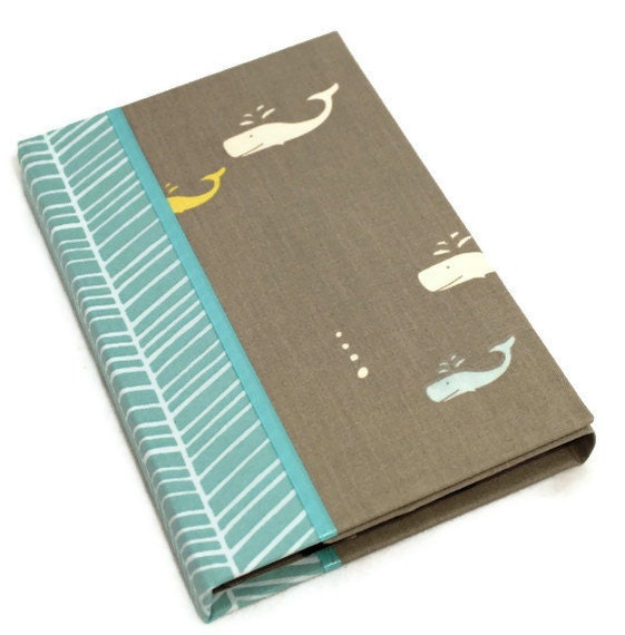 Kindle Classic Case, Nook Touch Cover, Kindle Touch Case - Hardcover Book Style, Storyboek Whale Watch Fabric, Magnet Close