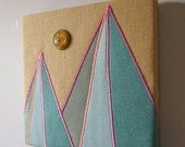 Teal Geometric Mountains Textile Wall Art by Tiny Marie OOAK - tinymarie