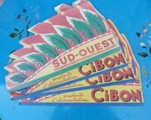 Vintage 1950 set of 3 paper Indios headpieces advertisement for a french newspaper