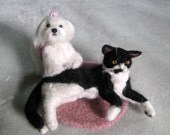 Wedding Cake Toppers / Custom Miniature Sculpture of your pets on your Wedding cake  / Cute