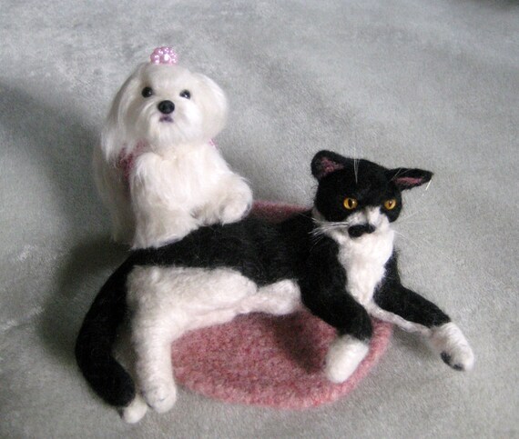 Wedding Cake Toppers / Custom Miniature Sculpture of your pets on your Wedding cake / Cute