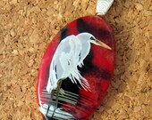Heron Glass Pendant, Fused Glass Pendant, Decal Pendant, Fused Glass Jewelry