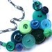 Blue Teal Green Cool Colors Button Necklace