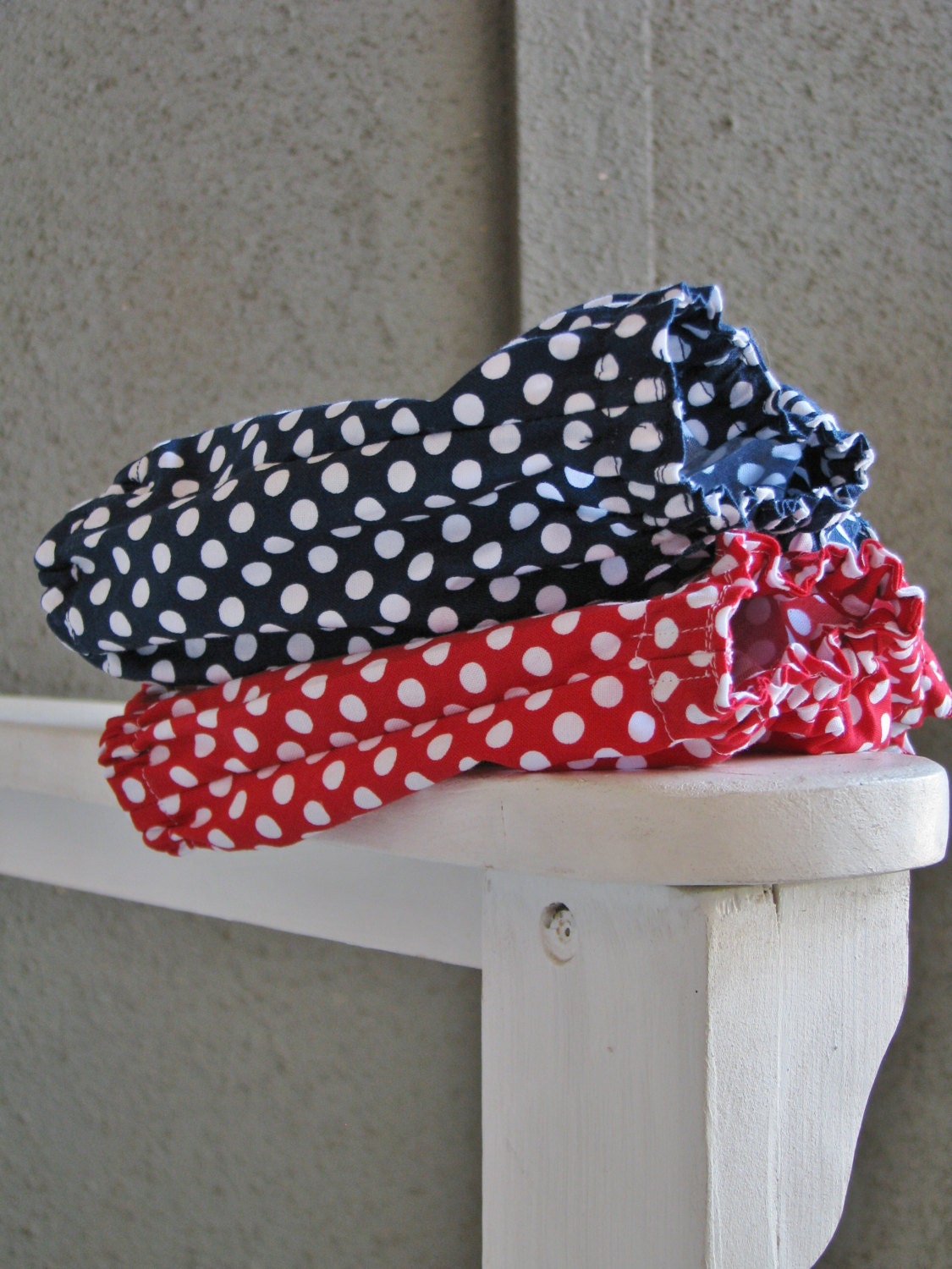 Diaper covers/  bloomers, baby toddler, red white navy blue polka dots 4th of July 0-6 months, 6-12 months, 12-18 months