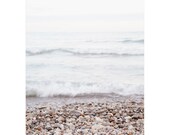 Beach Decor - Landscape Photography, Ocean, Waves, Rocks, Nautical, Lake Huron, Stones, Pale Blue, Brown, Summer - Secret Song 8x10