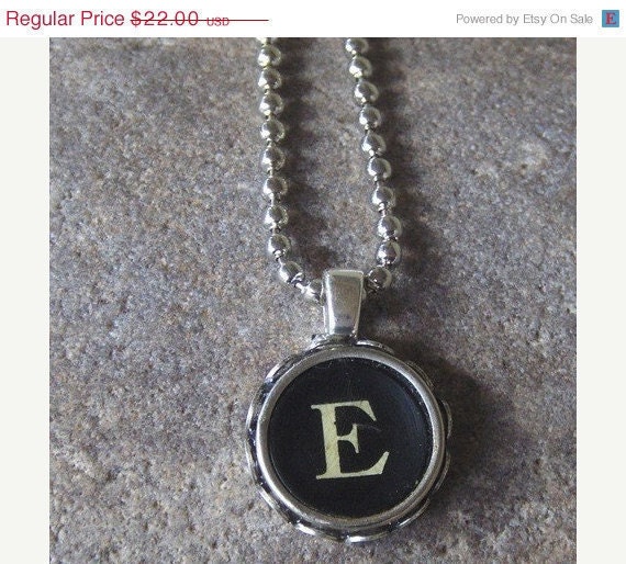 Typewriter Key Necklace, the letter E, All  Letters Available at Buster and boo  on Etsy