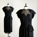 Vintage 1940s Dress - Black Sequined Evening Cocktail Party Dress - Large XL