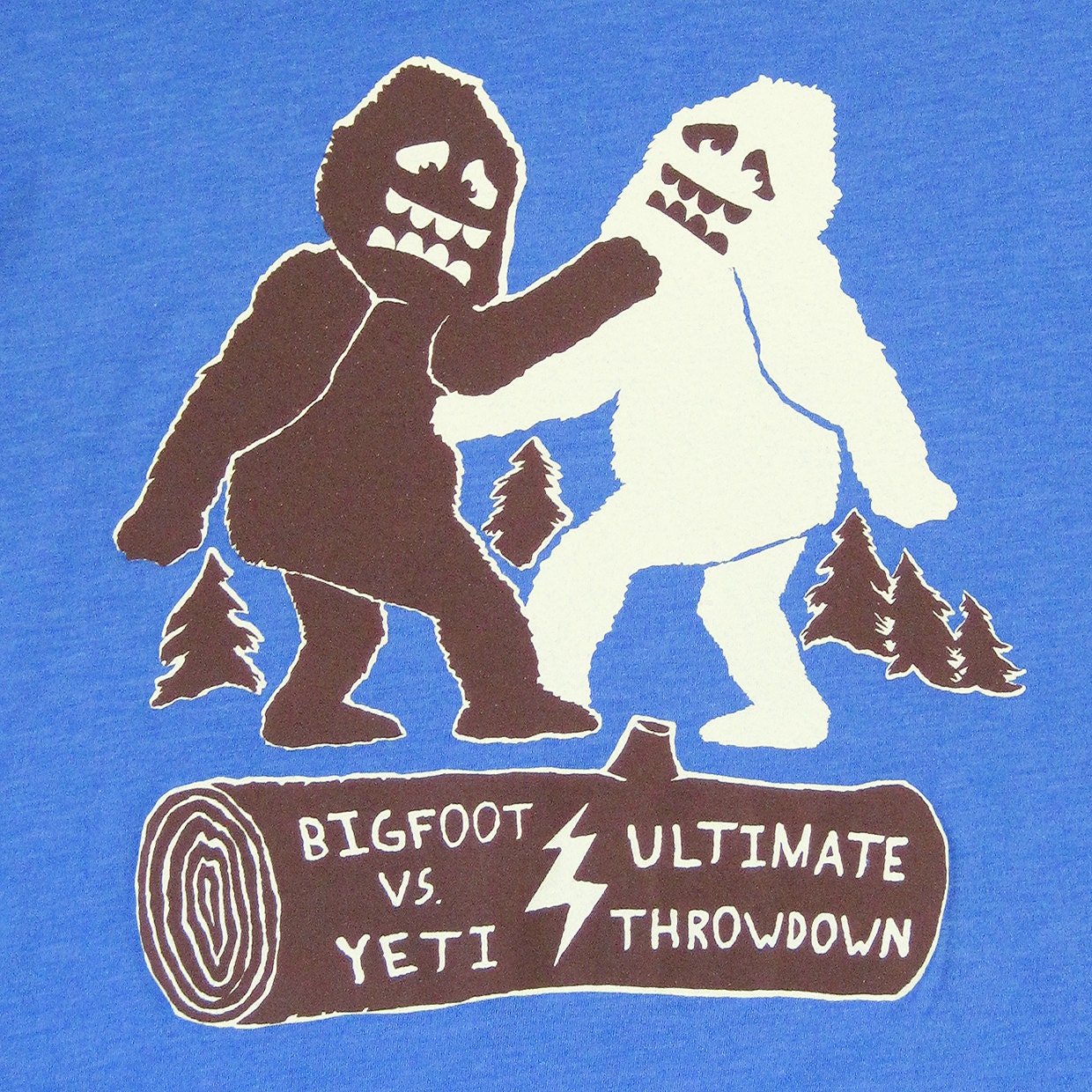 Bigfoot Vs Yeti Ultimate Throwdown - Unisex Mens T-Shirt Abominable Snowman Sasquatch Showdown Battle Awesome Funny Tee Shirt Blue Tshirt