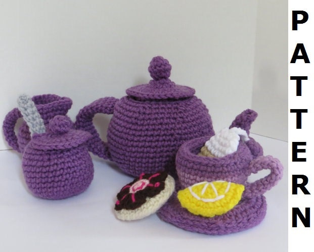 Tea Set Crochet Pattern - finished items made from pattern may be sold