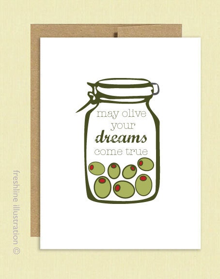 Graduation Card - Funny Card - May Olive your Dreams Come True - Mason Jar Card