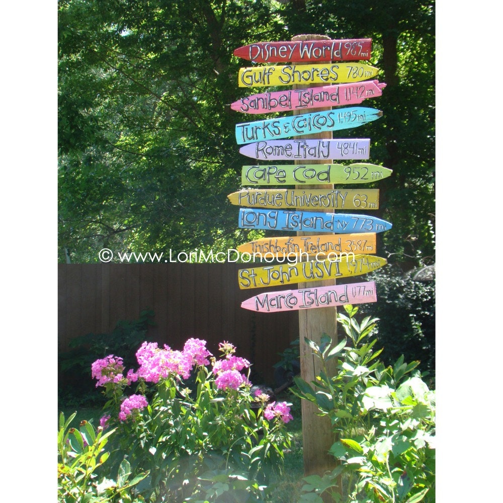 Favorite Places Directional Yard Sign - Handlettered and Handpainted Pickets