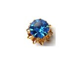Antique vintage Swarovski cabochon, blue crystal cut 1100 mounted in brass setting