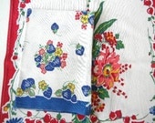 2 shabby chic linen blue strawberries and floral tea towels