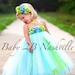 Tulle Flower Girl Dress in Blue and Lime 5-6T