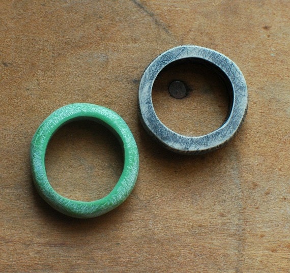 Stacking Rings in Ivory and Pea Green