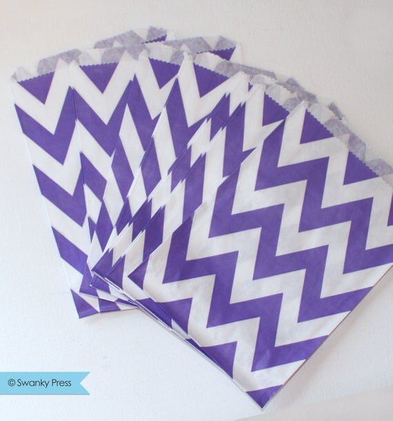 Chevron Striped Favor Bags - Purple (or choose any color combination) Il_570xn