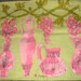 SALE....Vintage VERA 60s Green and Pink Grapes and Urns Pitchers Linen Tea Towel