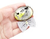 Simple Metal Pin with 30x40 mm. glass - Fly. BirdGirl
