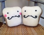 Plush Friend- Mr. French Toast with Mustache-y Attitude- Stuffed Needle Felted Friend by Val's Art Studio