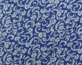 Full, large vintage feedsack fabric, blue and white floral print, perfect new old stock