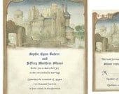 Camelot Castle Wedding Invitation and Reply set - Royal, Fairytale - Physical Sample