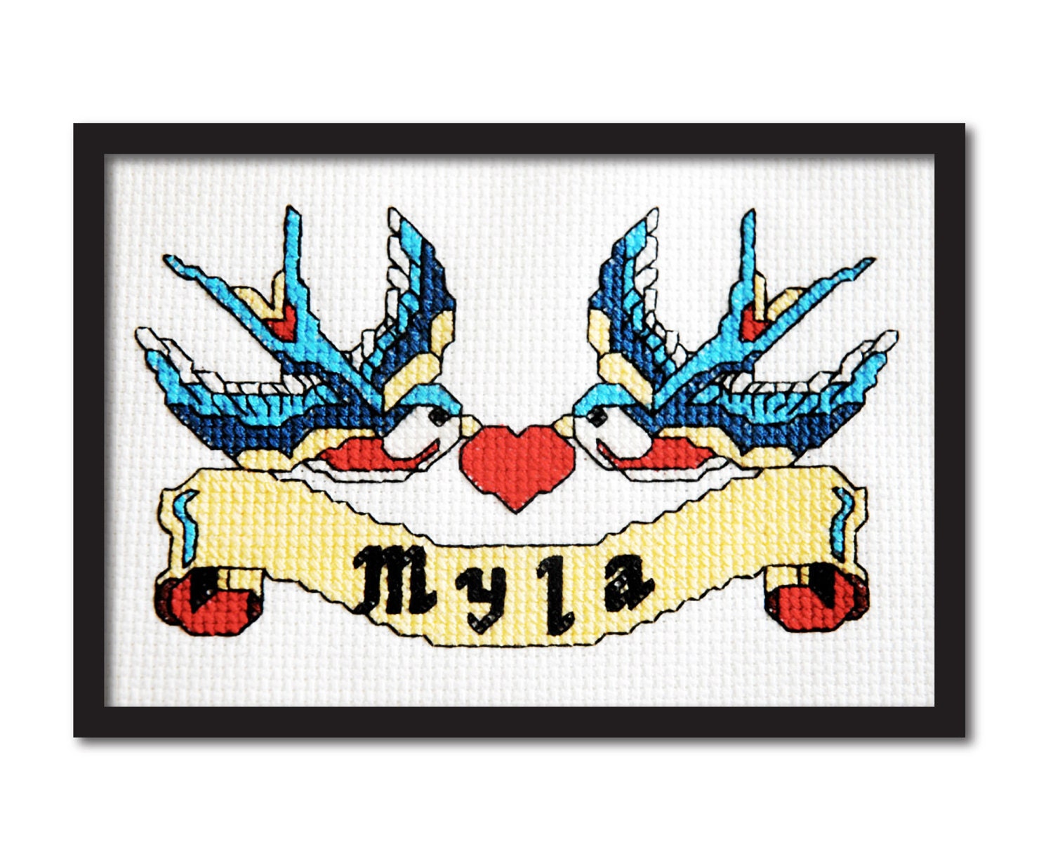 Swallow Tattoo Banner Custom Cross Stitch Pattern Instant Download
