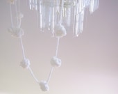 Crochet garland, home decor, snow balls, holiday decoration in white, Christmas