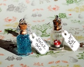 Alice in Wonderland - Drink Me and Eat Me Bottle Earrings - Sterling Silver