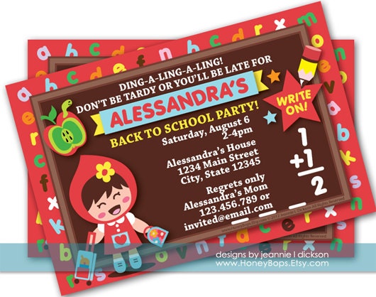 Back to School Party Invitation - Printable Digital File